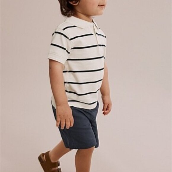 Boys' Short Sleeve Polo Shirt - Cat & Jack™ White/Navy Blue XS (4/5) - Picture 2 of 4